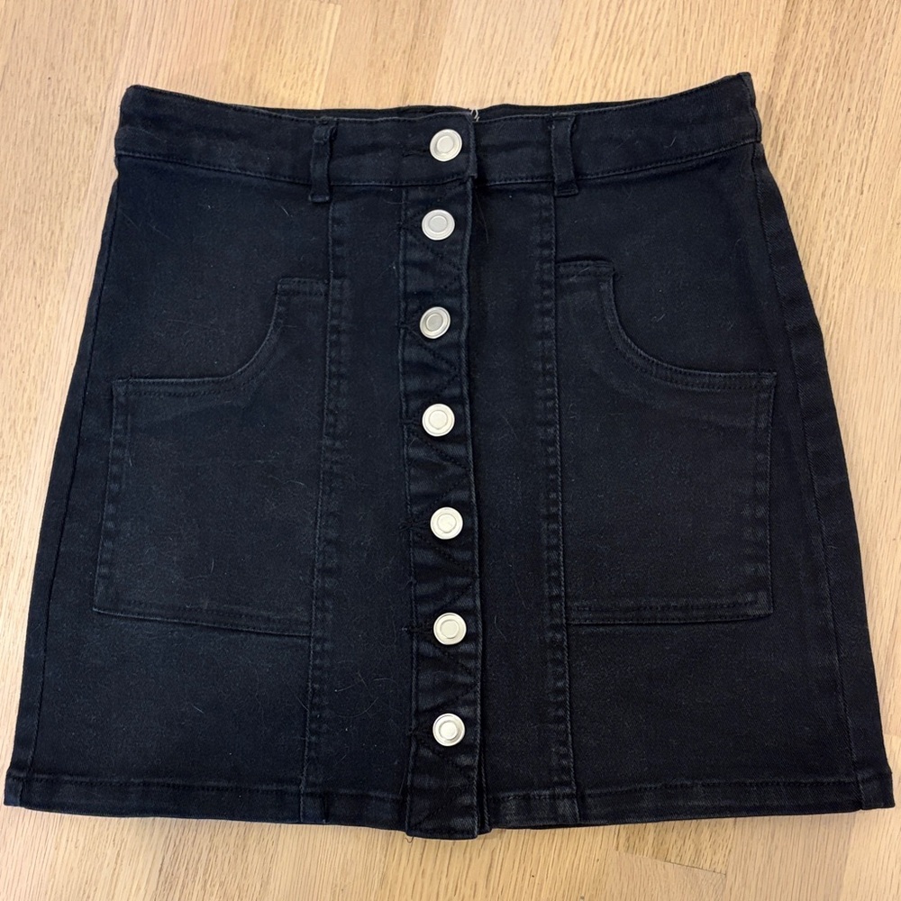 Altar'd State Black Denim Mini Skirt
